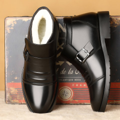 2024新款男鞋冬季加絨保暖棉皮鞋牛皮羊毛防滑中老年鞋男士棉鞋男