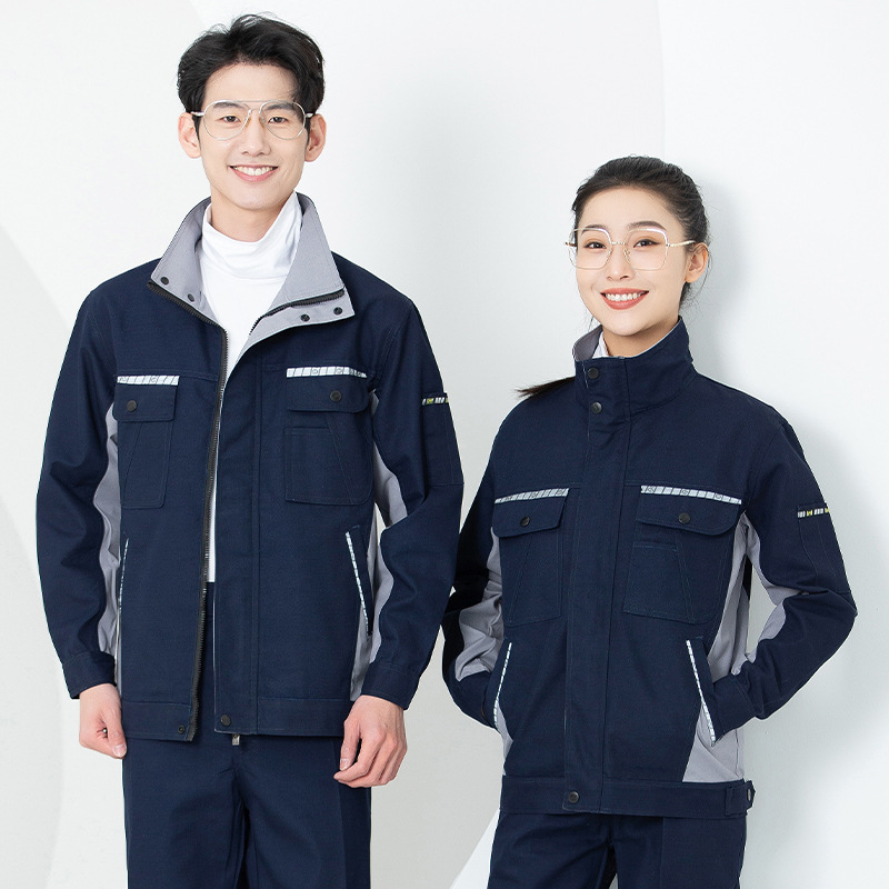 Primavera y otoño conjunto de ropa de trabajo masculina desgaste oficina de reparación de automóviles sitio de construcción de instalación de agua y electricidad trabajadores de seguro laboral personalizados / fabricados
