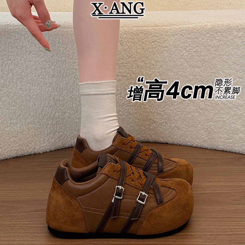 In stock~ Genuine leather retro-style brown German training shoes for women, round-toed, cute and quirky loafers, casual sneakers, board shoes In stock~ Genuine leather retro-style brown German training shoes for women, round-toed, cute and quirky loafers, casual sneakers, board shoes