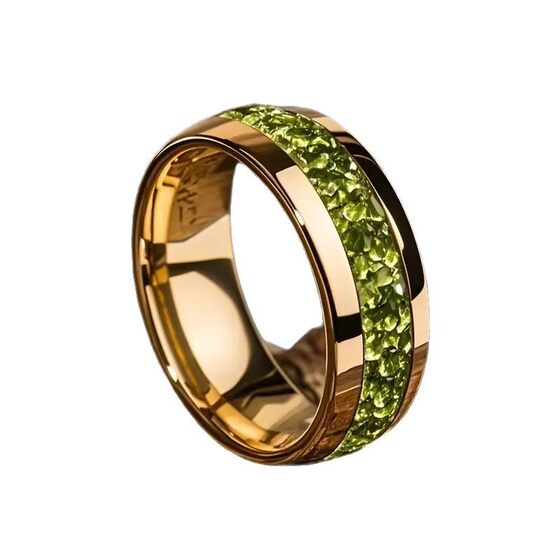 Gorgeous style new in stock wholesale rose gold ring for men and women temperament net red green stone ring