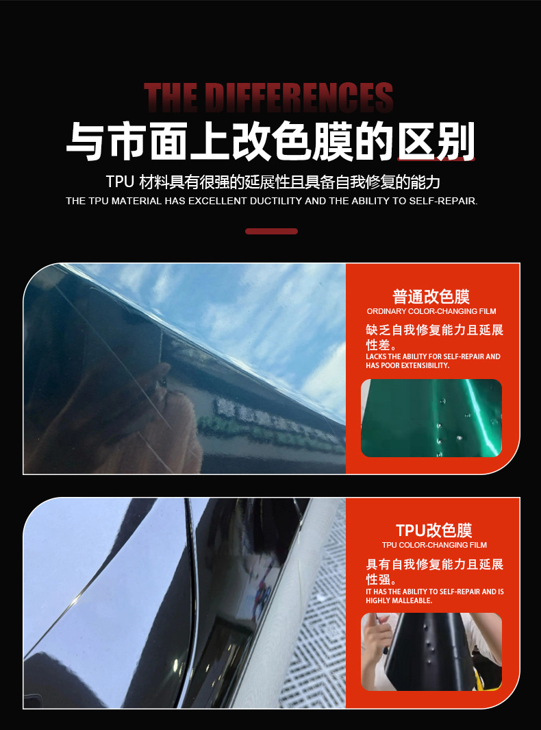 Tpu Chameleon Green-Blue-Purple Car Paint Protection Film 1.52X15M Self-Adhesive Self-Healing Anti-Scratch Wrapping Film 7.5