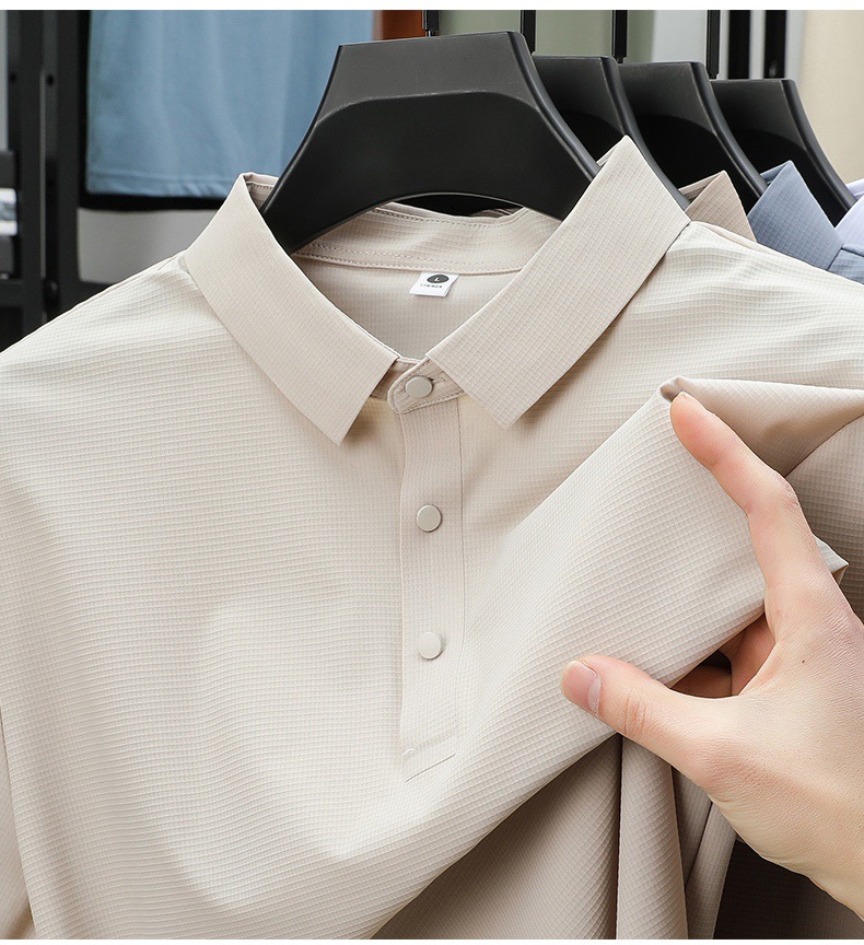 Ice Silk Polo Shirt Men Quick-dry Breathable Summer T-shirt_voghion.com