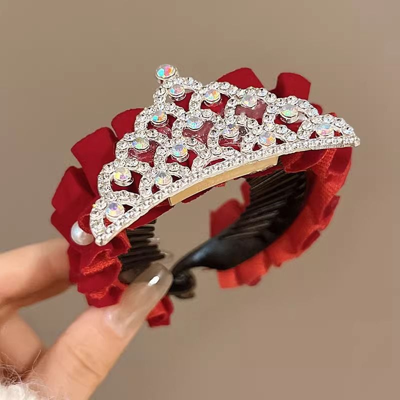 Año nuevo, cabeza de bola para niños, hebilla de pelo roja, accesorios de joyería, sombreros de corona, hebilla de cola de caballo para niñas, horquilla, accesorios para el cabello