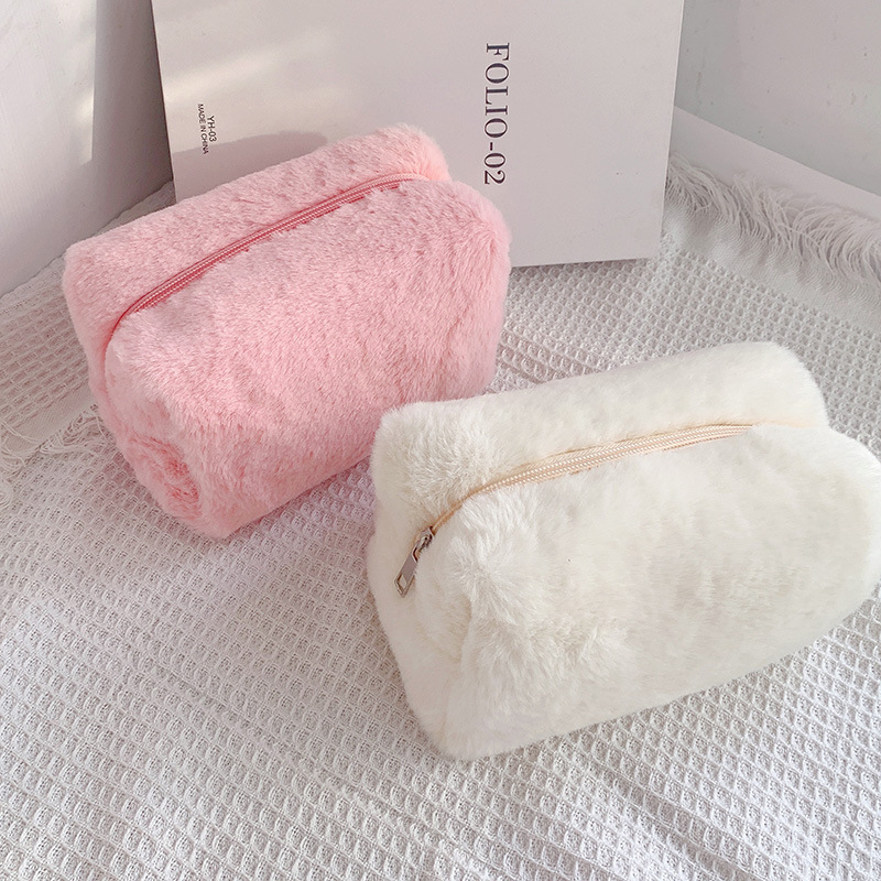 Don't Buy Regret Series ~ Ins Macaron Plush Pencil Bag Hand Bag Portable Sweet Soft Glutinous Cosmetic Bag Pencil Case display picture 4