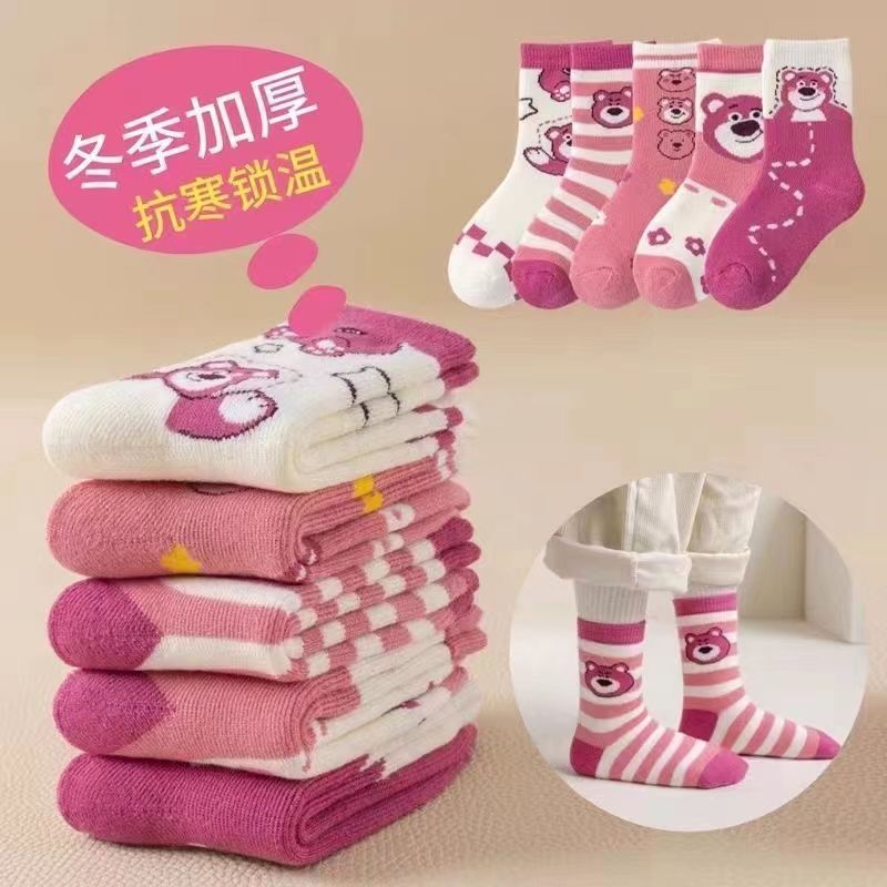 【起爆】子供用靴下秋冬に厚いベルベット保温中筒毛輪靴下男女赤ちゃん床靴下卸売り|undefined