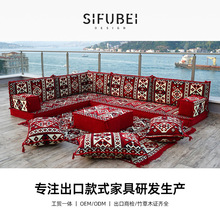 L型沙发落地靠垫沙发红色地中海风情传统沙发套装Majlissofa