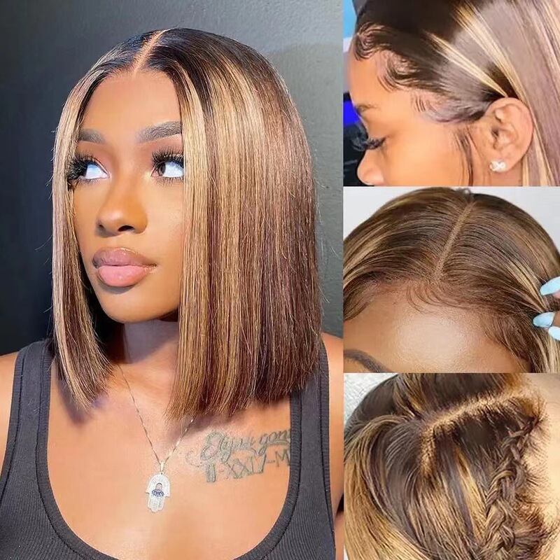 Front lace Bob Head short hair wave head short wig lace full head cover human hair wig in stock