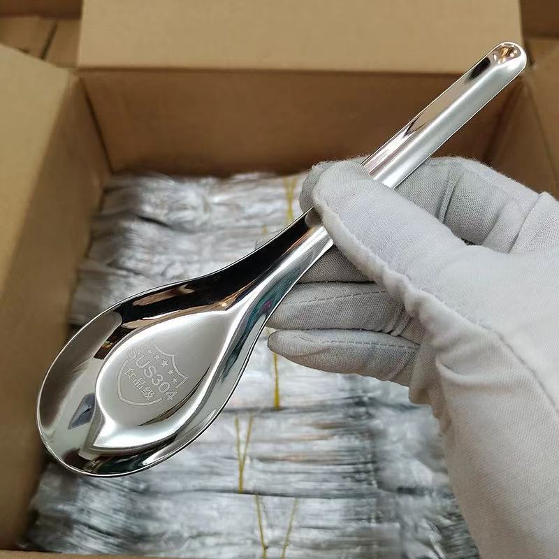 304 ステンレス鋼スプーン新しい中国風深く厚みのある平底スプーン家庭用大人の食事スプーン子供用スプーン|undefined