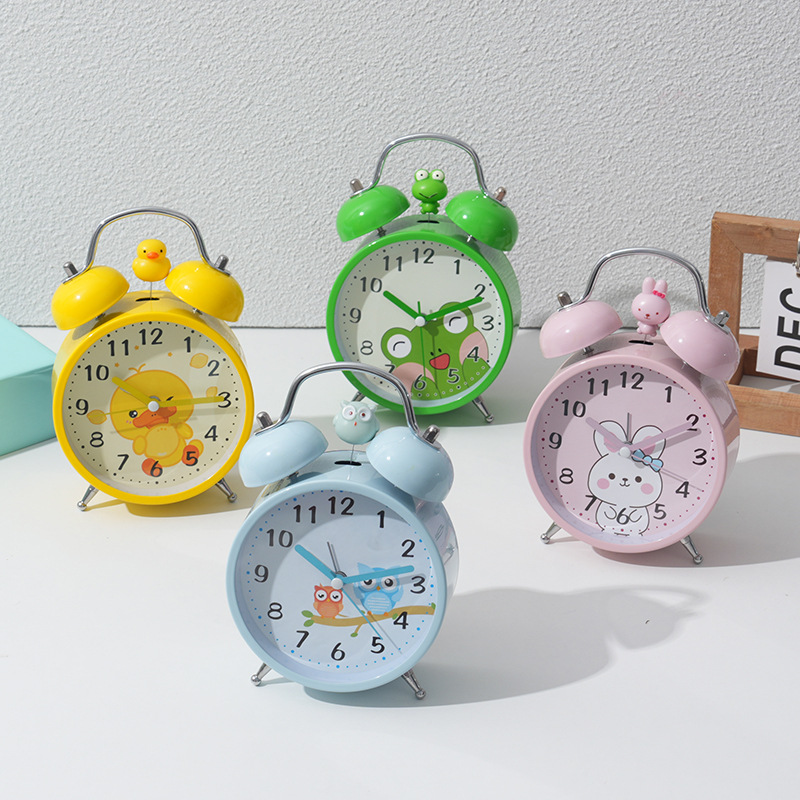 New 4.5inch Cartoon Animal Shape Bell Clock Student Cute Alarm Clock Time Little Butler Wake-Up Handy Gadget
