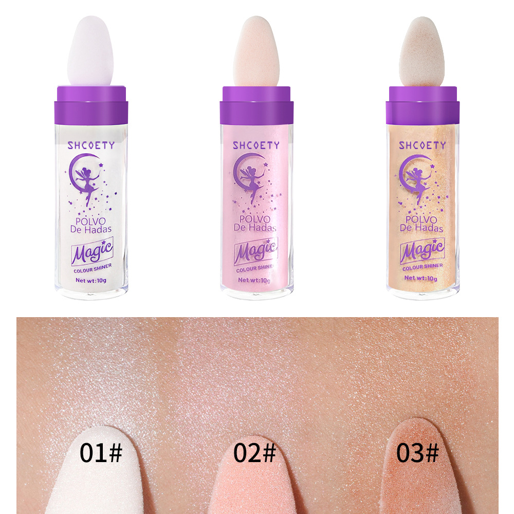 Fairy Highlighter Contouring Powder, Facial Brightening Powder, Three-dimensional Contouring Blush, Body Glitter, Highlighter Stick, Cross-border Application Scenario