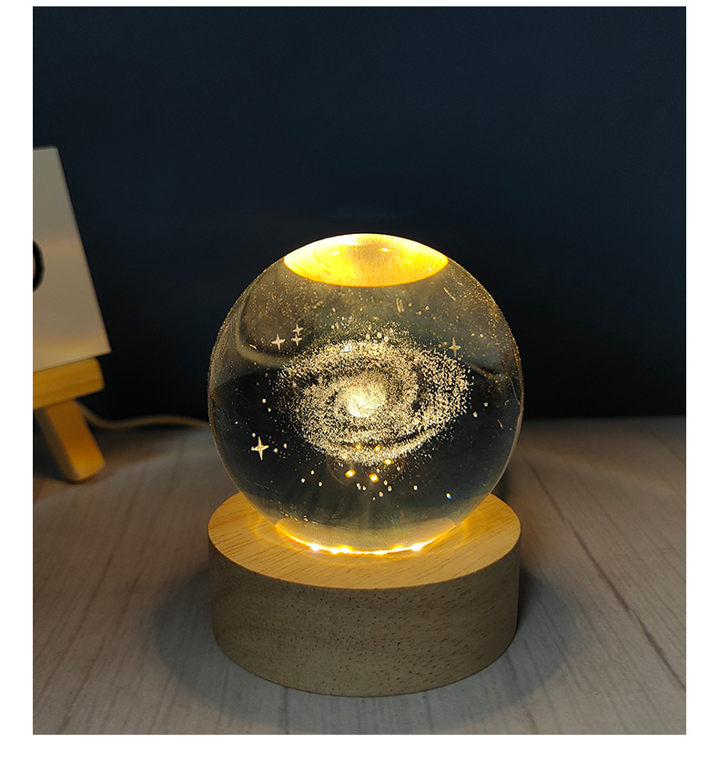 Creative Carving Luminous Crystal Ball Table Decorative Small Night Lamp display picture 2