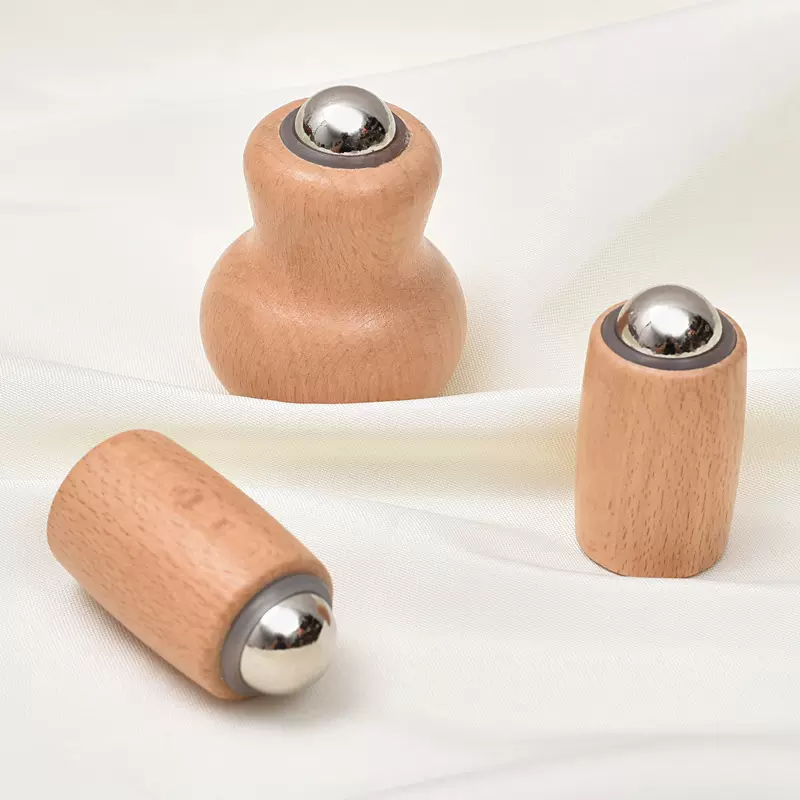 滚珠面部按摩器新款按摩棒木质滚珠旋转经络疏通按摩器跨境货源