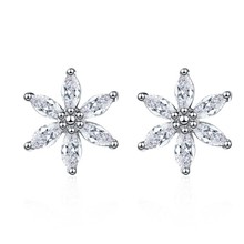 韩国风 可爱气质镶钻冰花耳钉女ins欧美简约时尚水晶玻璃女款耳坠