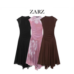 ZARZ自作欧米風新型女装古典的なしわ絹網ワンピース5039/311/700