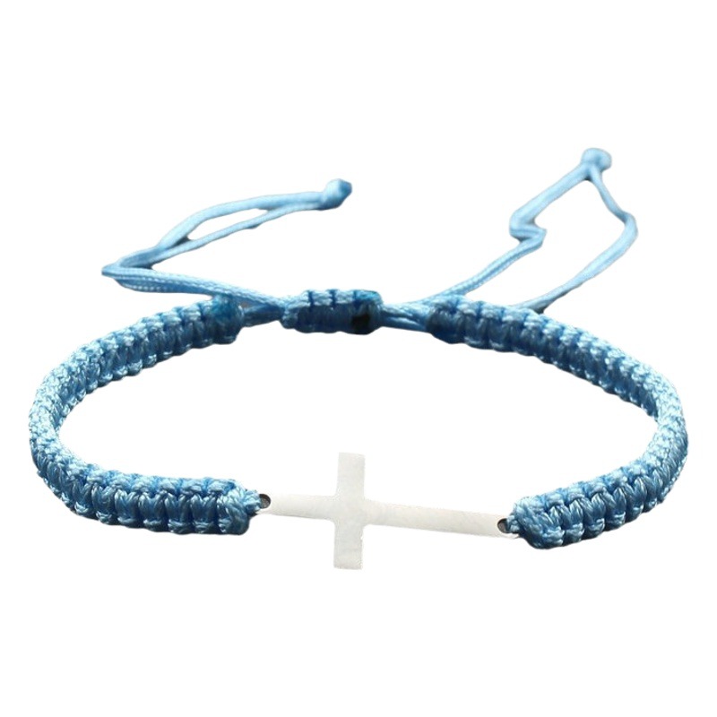 Pulsera cruzada de acero inoxidable simple tejida a mano pulsera de cuerda roja ajustable pulsera de pareja suministro de comercio electrónico transfronterizo