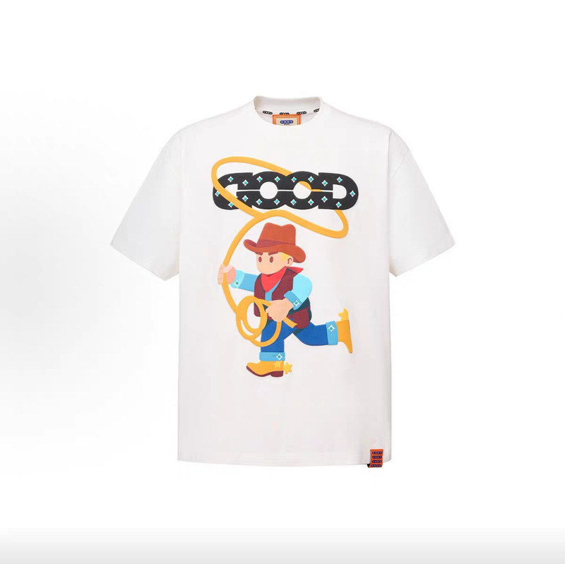 Lao Bai's Same Style Goodbrand Year of the Horse Cute Foam Denim Gemstone Light Luxury Fashion Good Short-Sleeve T-Shirt for Men and Women Lao Bai's Same Style Goodbrand Year of the Horse Cute Foam Denim Gemstone Light Luxury Fashion Good Short-Sleeve T-Shirt for Men and Women