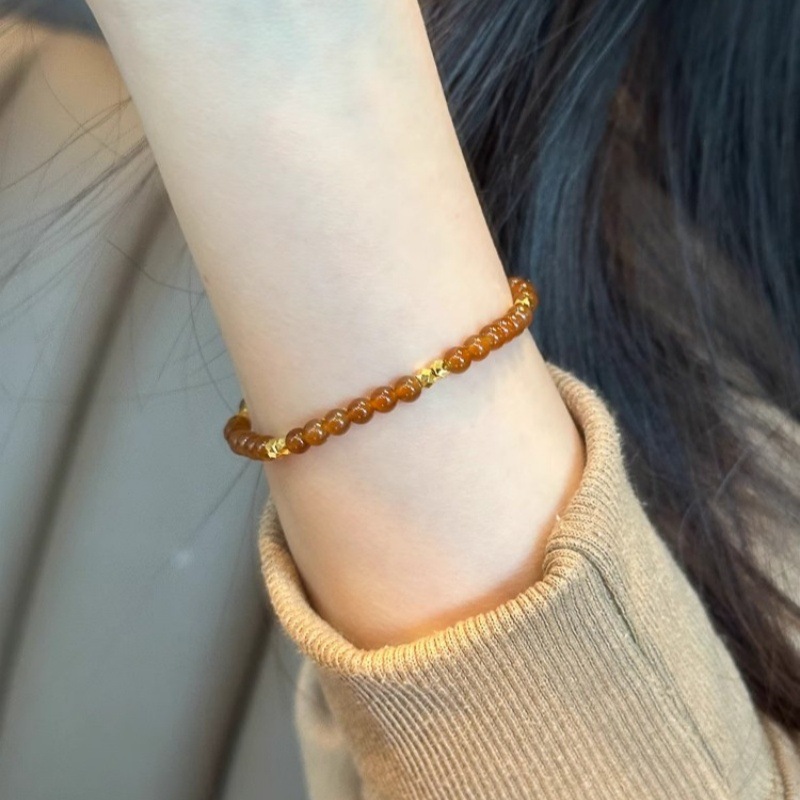 Vintage Tiger Eye Stone Goldfish Beaded Bracelet For Women_voghion.com