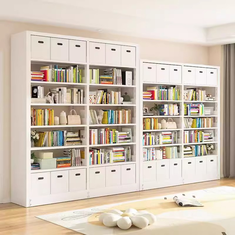 Gabinete de biblioteca estantería dormitorio contra la pared Gabinete de exhibición para niños de lectura de libros de dibujo gabinete de almacenamiento estantería de acero doméstico