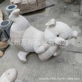 石雕白麻猪动物雕刻 景观园林小品十二生肖小猪 工艺品动物装饰