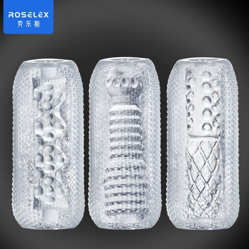 Мастурбационный рукав ROSELEX прозрачный тренировочный стакан, текстурированные вставки (спираль, точки, двойной)