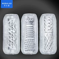 Мастурбационный рукав ROSELEX прозрачный тренировочный стакан, текстурированные вставки (спираль, точки, двойной)