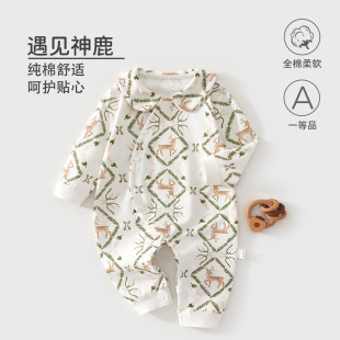 Baby jumpsuit pure cotton class a spring and autumn meet shenlu one-year-old baby clothes cute climbing clothes Anyang baby clothes