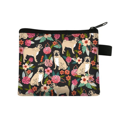 New Animal Print Dog Children's Wallet Student Polyester Card Holder Simple Fashion Coin Square Storage Bag