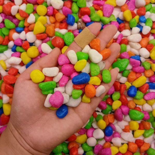 彩石彩色石子花盆鱼缸造景多肉铺面五彩石儿童娱乐染色五彩石