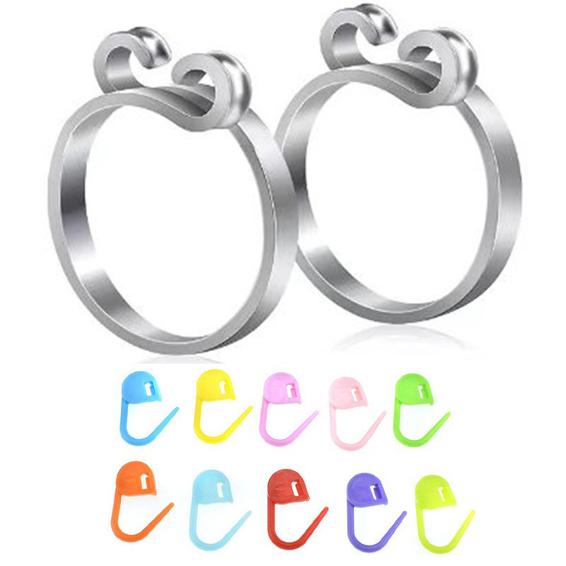 Ganchillo con hilo anillo cinta joyería gancho lana plata tailandesa apertura ajustable dedo índice tejido anillo de la cola con hebilla de marca