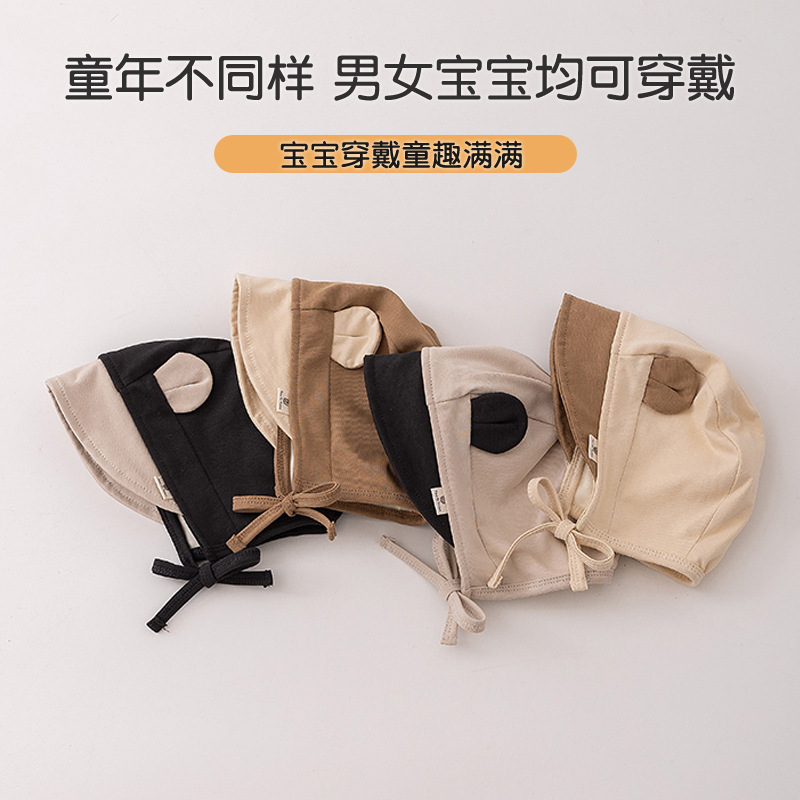 Primavera y otoño sombreros para oídos para bebés, niños y niñas pequeños, adorables algodón puro delgado sombreros para bebés primavera