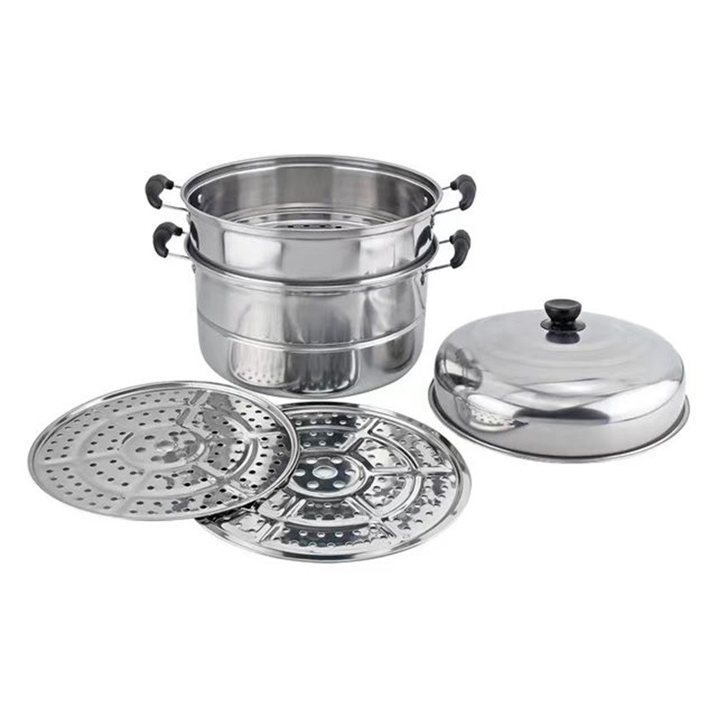 不鏽鋼蒸鍋二層三層家用湯蒸鍋大容量加厚蒸鍋活動禮品鍋可印LOGO