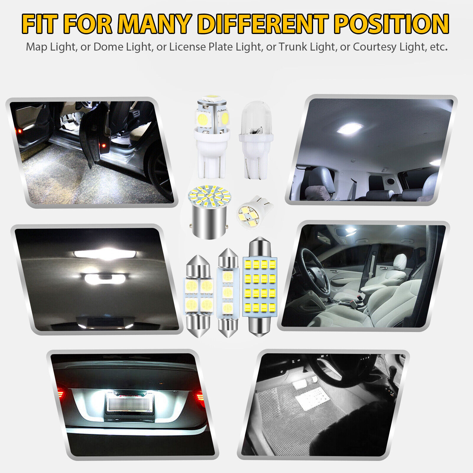 42PCS T10 lámpara de ancho de automóvil LED conjunto de lámpara de lectura de doble punta lámpara de matrícula interior lámpara de puerta