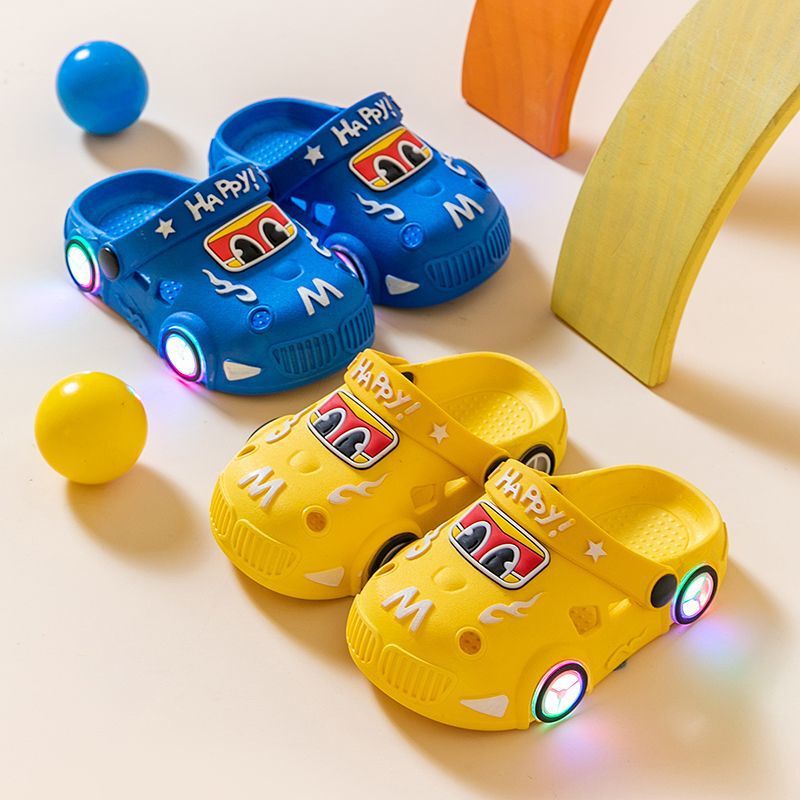 Children's Slippers Cartoon Luminous Car Boys and Girls Non-slip Soft Bottom Indoor Children's Sandals Toe Hole Shoes