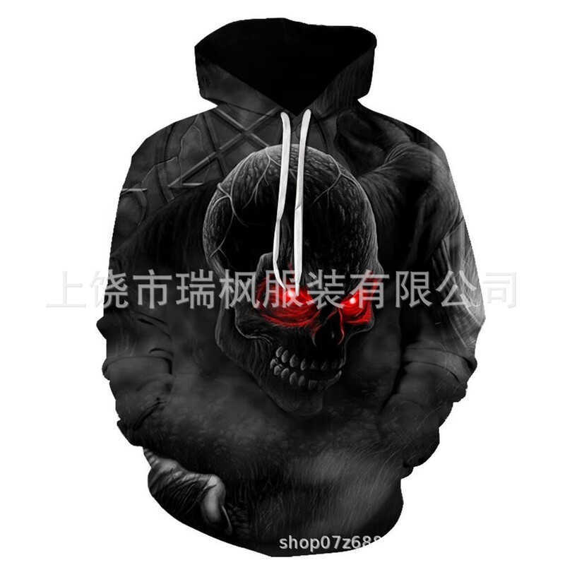 European and American cross-border Men's 3d printed spring men's sweater Amazon Men's holiday pullover hooded sweater