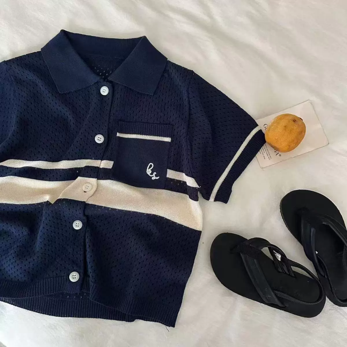Summer knitted silk sweater for men and women, with short sleeve, western style, polo collar