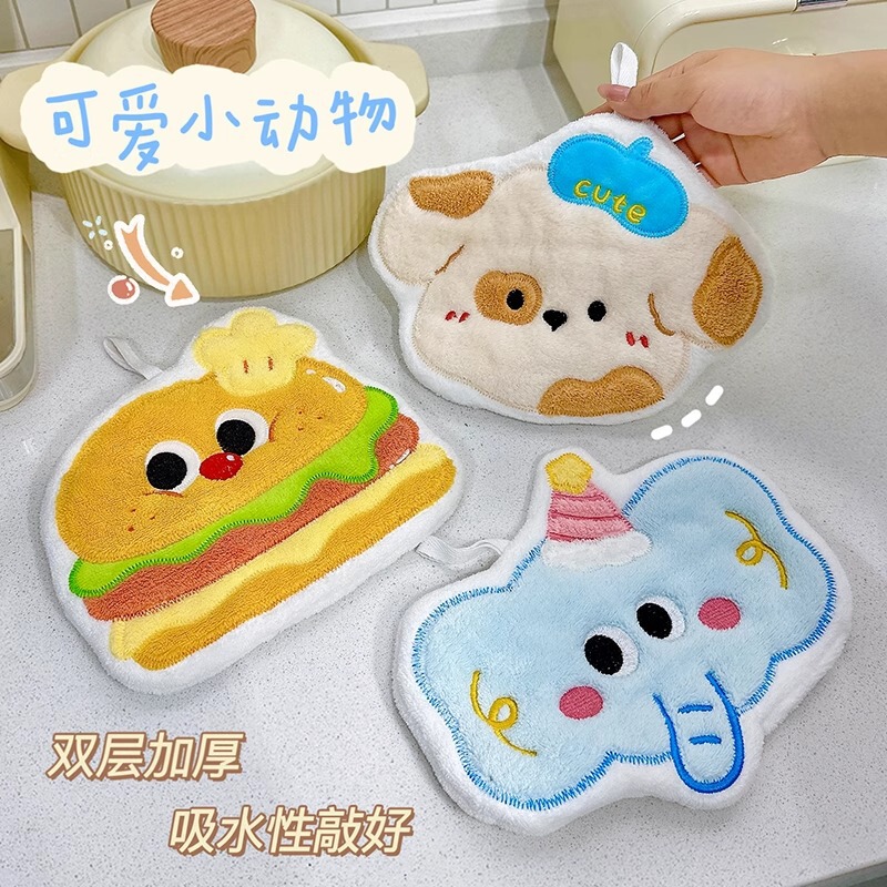 インターネット有名人小動物ハンドタオルぶら下げ吸水性強力な子供のかわいいタオルキッチンディッシュタオル卸売韓国タオル|undefined