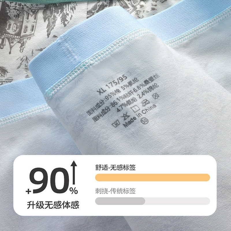 Fuente de fábrica de pantalones íntimas de hombre algodón antibacteriano 7A entrepierna de seda algodón cómodo transpirable de cintura media de hombre pantalones planos