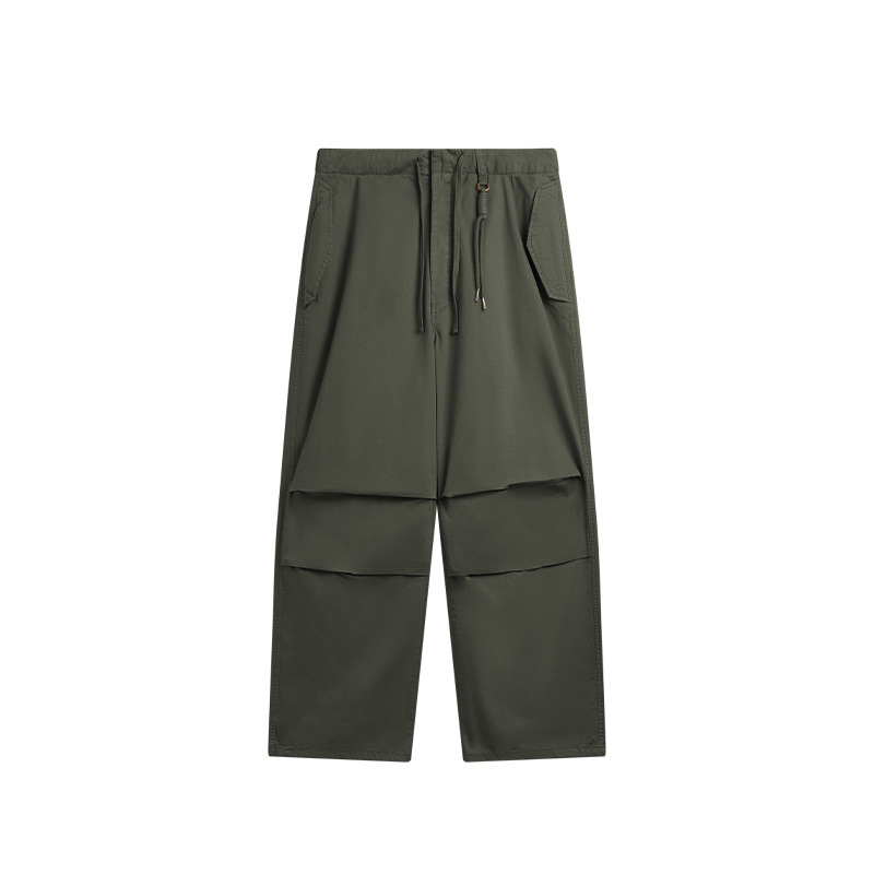 Ropa para Hombre Jie Zhan | Pantalones Cargo de Pierna Ancha Estilo Paracaidista, Lavados, Listos para Usar, Nuevo Producto Otoño 2025, Tinte Asut, Bolsillos Grandes