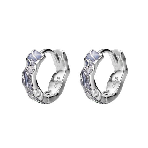 E6052 Korean Version Niche Instagram Style High-end S925 Pure Silver Drip Glaze Stud Earrings for Girls, Small, Wholesale