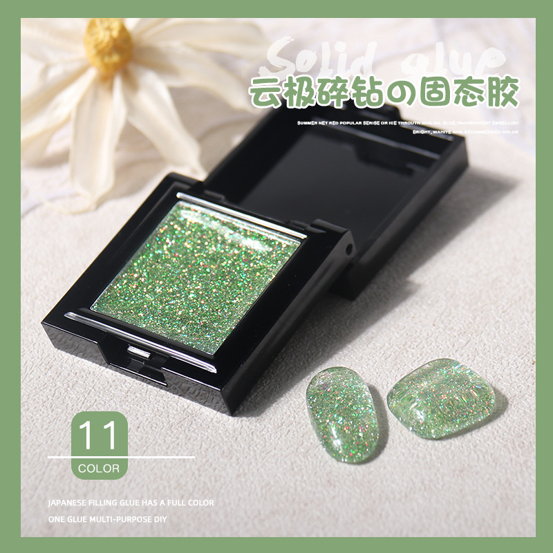 Nuevo arte de uñas nube Polo roto diamante pegamento sólido disco flash polvo esmalte de uñas pegamento sueño lentejuelas pegamento sólido Otoño e Invierno popular