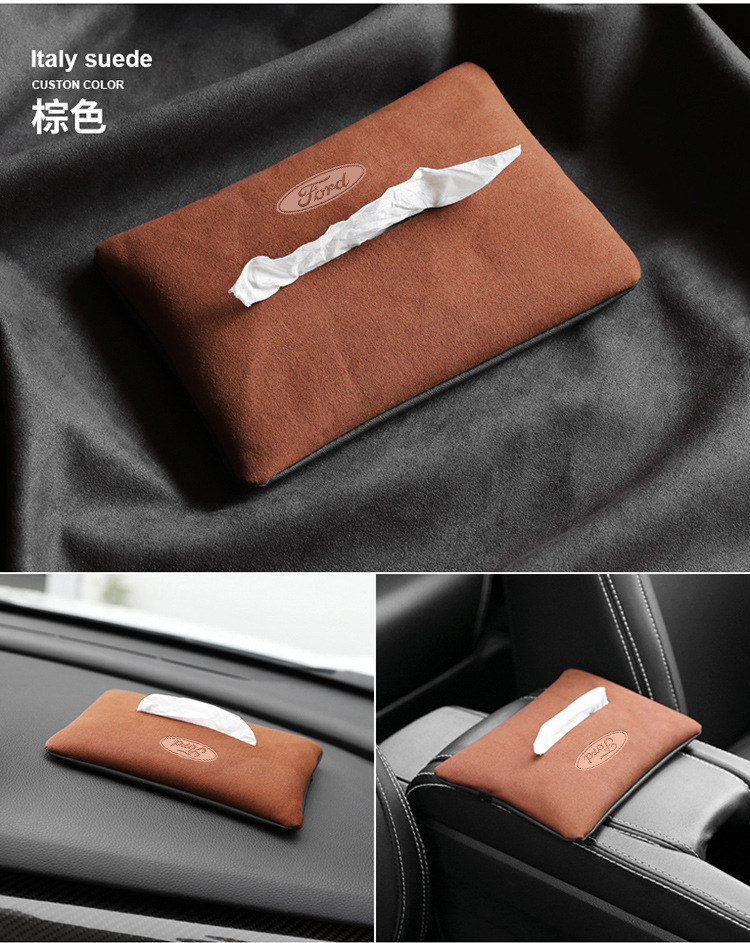 Car Tissue Box Multifunctional Front and Rear Creative Hanging Fixed Tissue Bag Car Tissue Holder High-End Simple Style