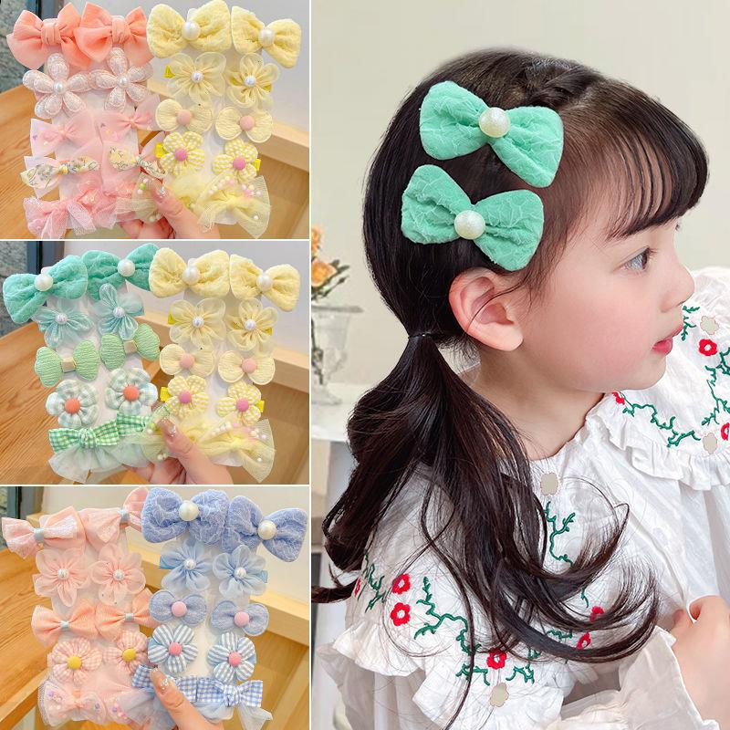 蝴蝶結髮夾布藝花朵發卡公主寶寶女童劉海夾兒童髮飾不傷發碎髮夾