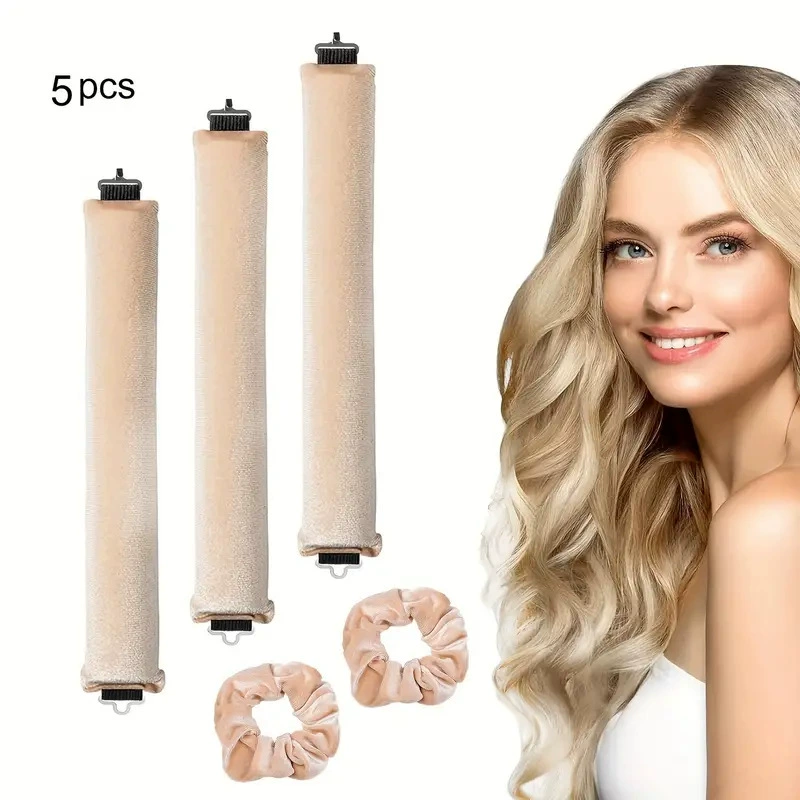 3-hook velvet hair curlers, big-wave sleep rollers set, multi-piece plush curling rods
