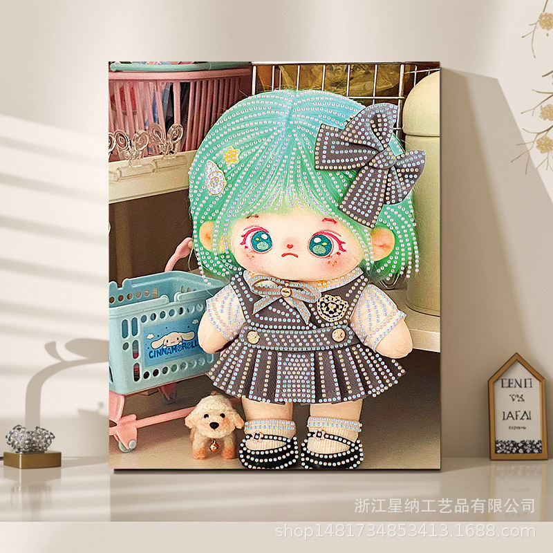 Pegatinas de diamantes calientes diy muñecas de algodón hechas a mano pintura de diamantes pintura de diamantes ventas directas de fábrica pegatinas de pintura de mampostería con marco