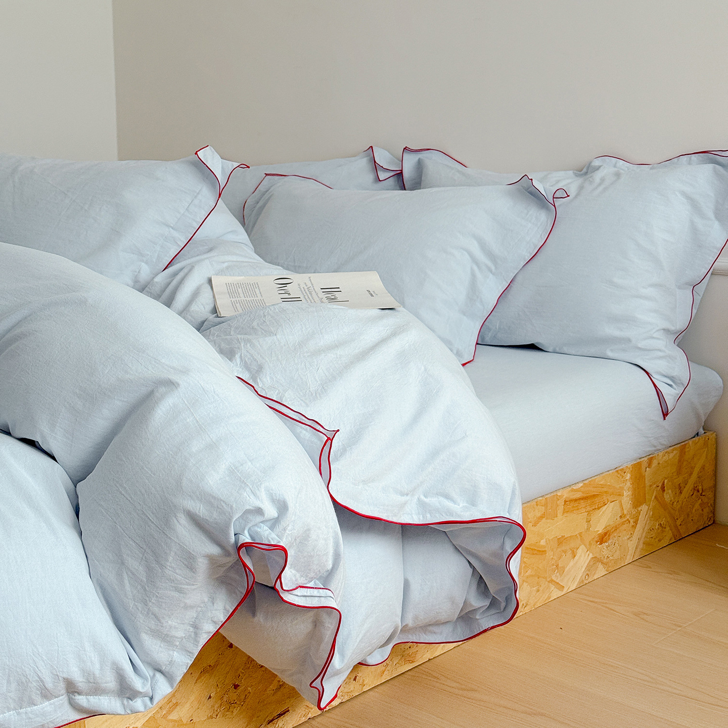 Nordic Style Washed Cotton Bed Sheet Set Four Piece Bedding_voghion.com