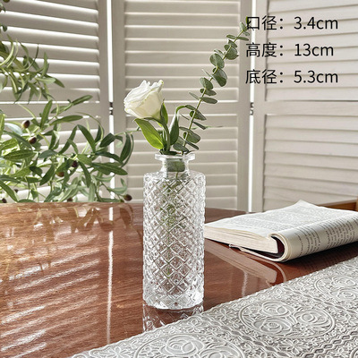 Retro repujado mini florero transparente hidropónico flor arreglo florero de cristal salón aromaterapia botella adornos Decoración