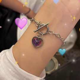 NICE~感温变色爱心项链女ins风小众设计新潮街拍锁骨链闺蜜项链