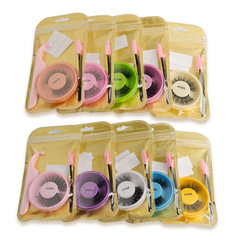 跨境歐美膠條 免膠水假睫毛1對彩色套裝小紅書直播中東自然眼睫毛