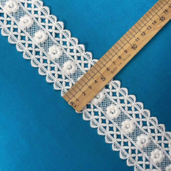 New white water-soluble lace edge non-stretchable milk silk embroidery hollow double barcode children's clothing lining lace