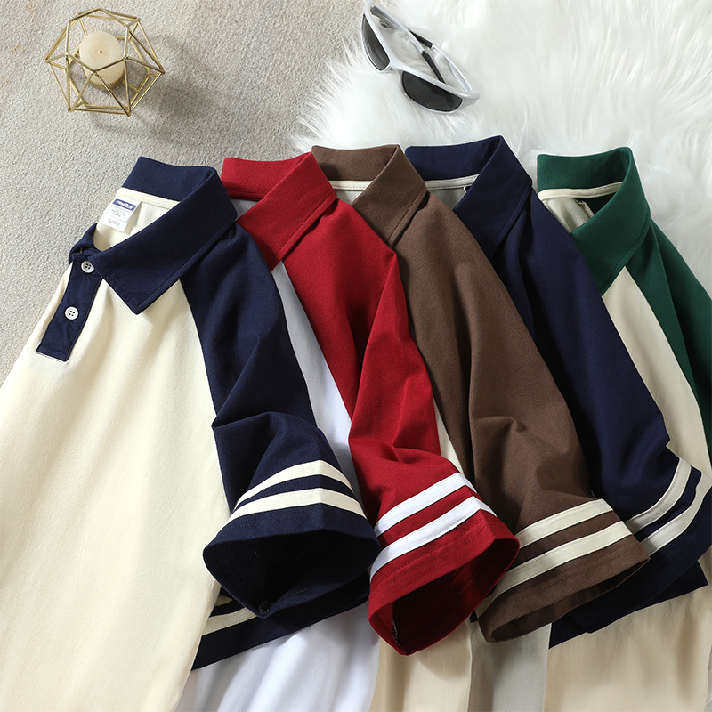 Camiseta de media manga con hombros caídos de algodón puro, polo de solapa raglán, ropa de clase de marca de moda, camisas publicitarias, ropa de trabajo, camisas culturales, personalización